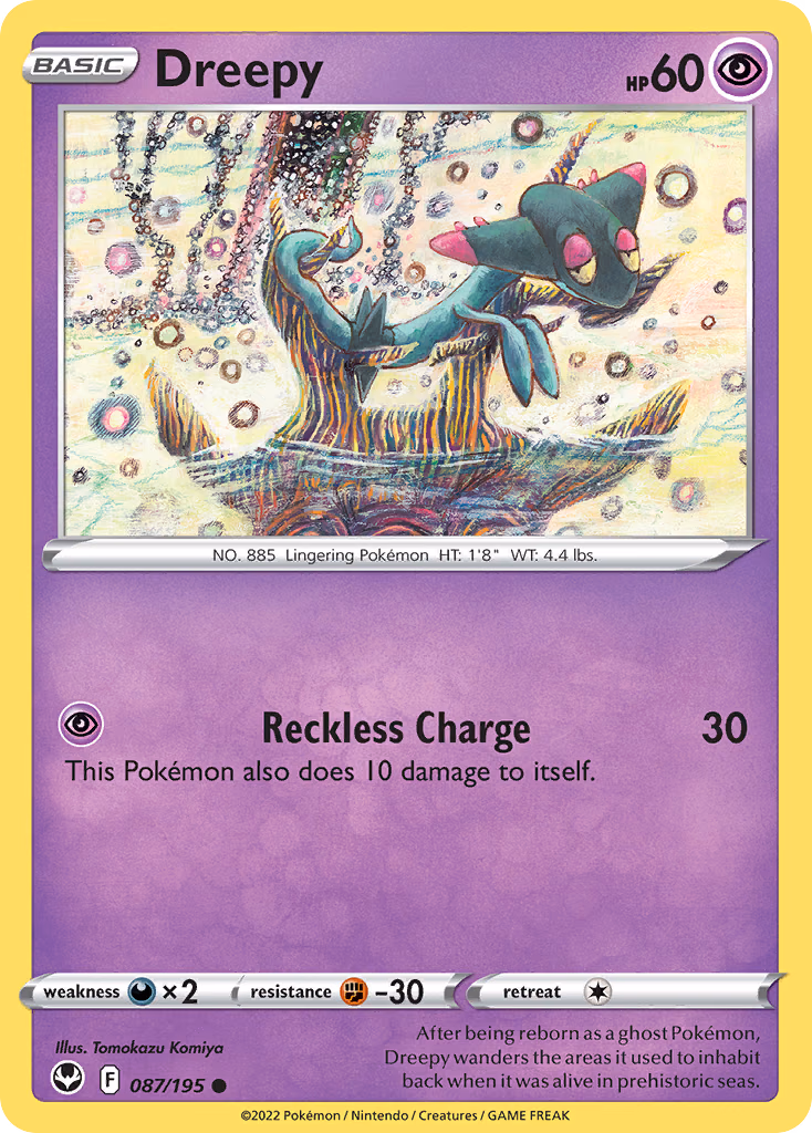 Dreepy Pokemon card (087/195, Silver Tempest)