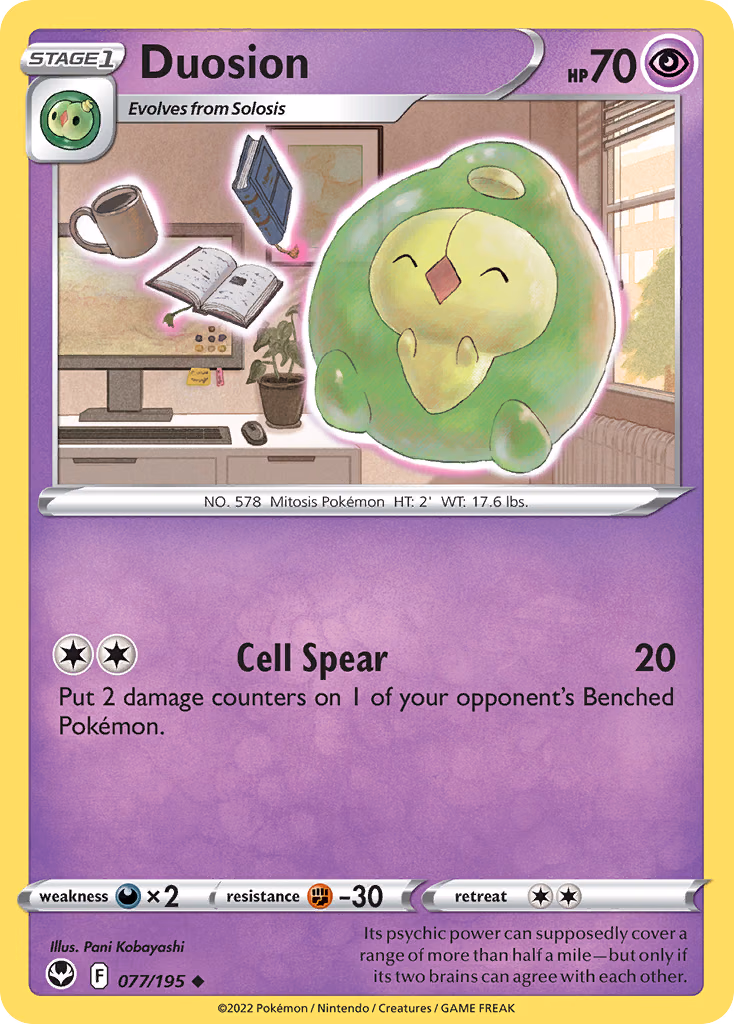 Duosion Pokemon card (077/195, Silver Tempest)