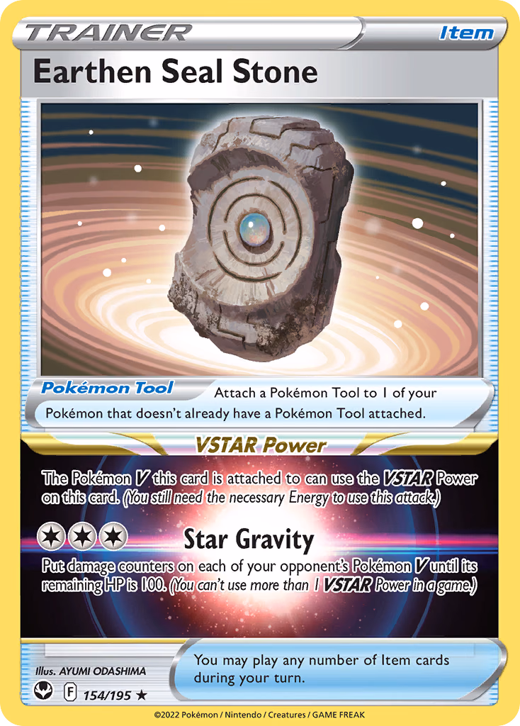 Earthen Seal Stone Pokemon card (154/195, Silver Tempest)