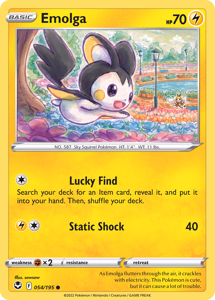 Emolga Pokemon card (054/195, Silver Tempest)