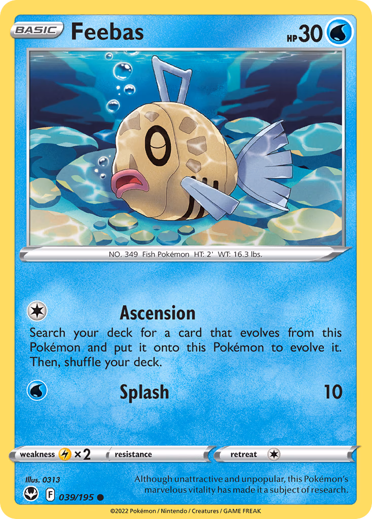 Feebas Pokemon card (039/195, Silver Tempest)