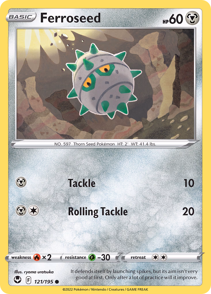Ferroseed Pokemon card (121/195, Silver Tempest)
