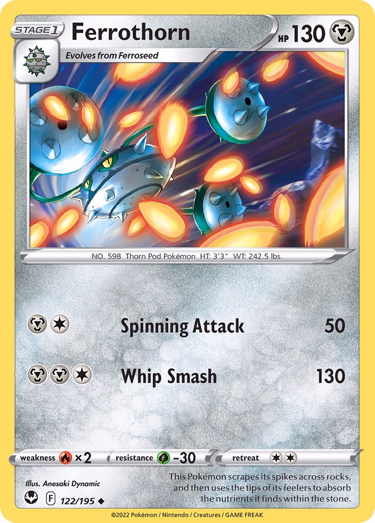 Ferrothorn Pokemon card (122/195, Silver Tempest)