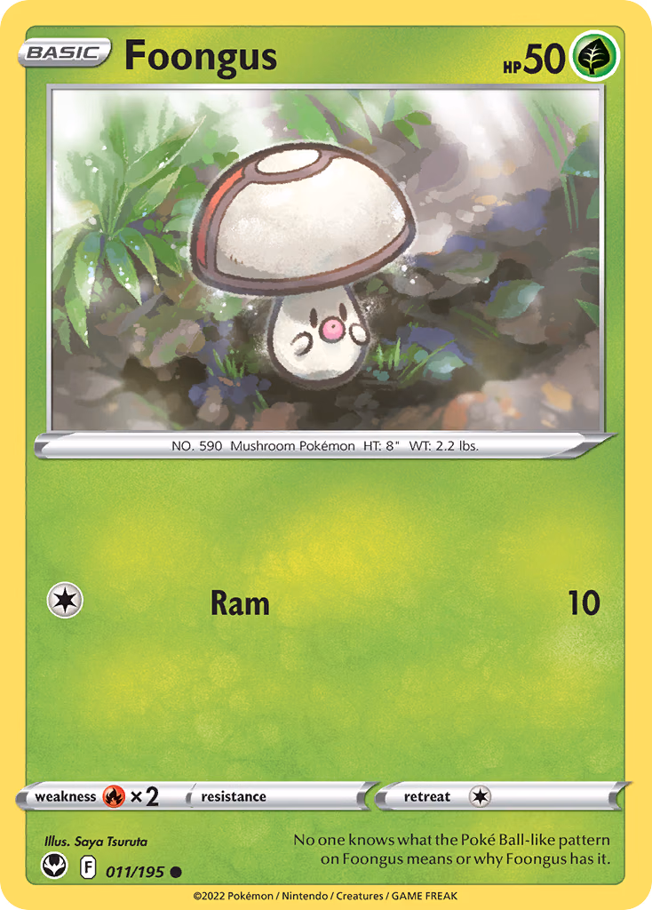 Foongus Pokemon card (011/195, Silver Tempest)