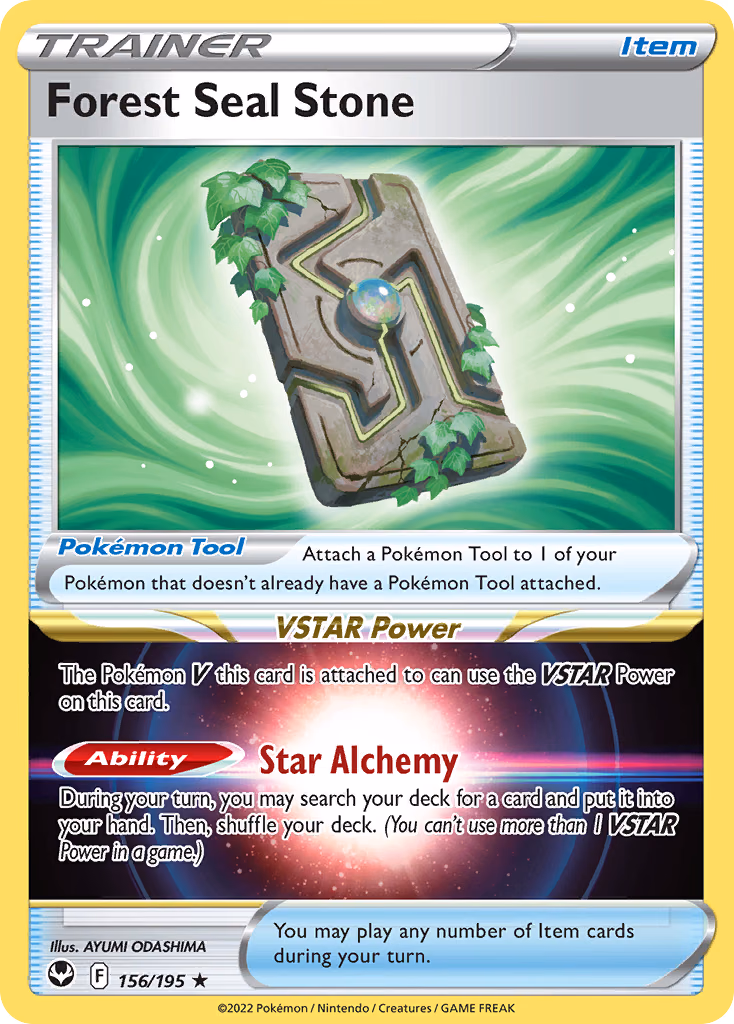 Forest Seal Stone Pokemon card (156/195, Silver Tempest)