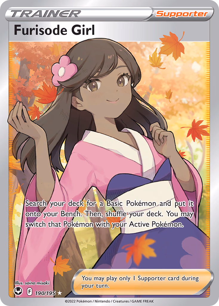 Furisode Girl Pokemon card (190/195, Silver Tempest)