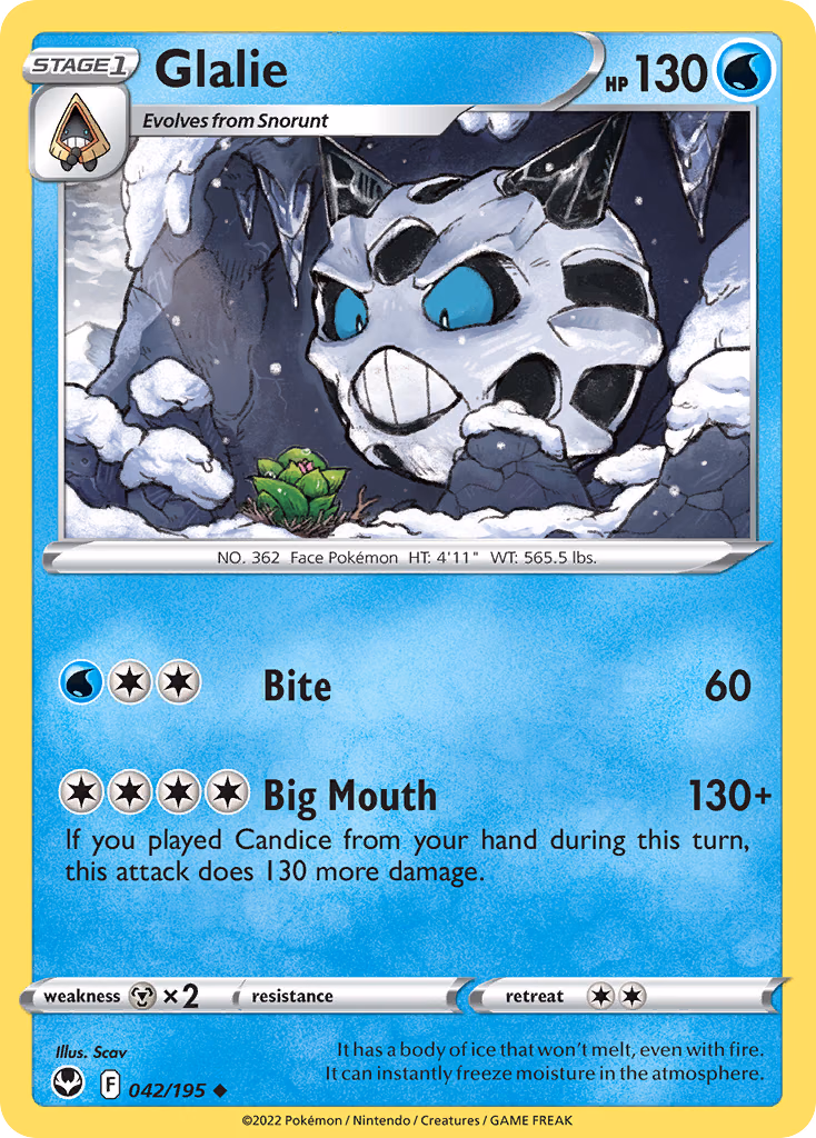 Glalie Pokemon card (042/195, Silver Tempest)