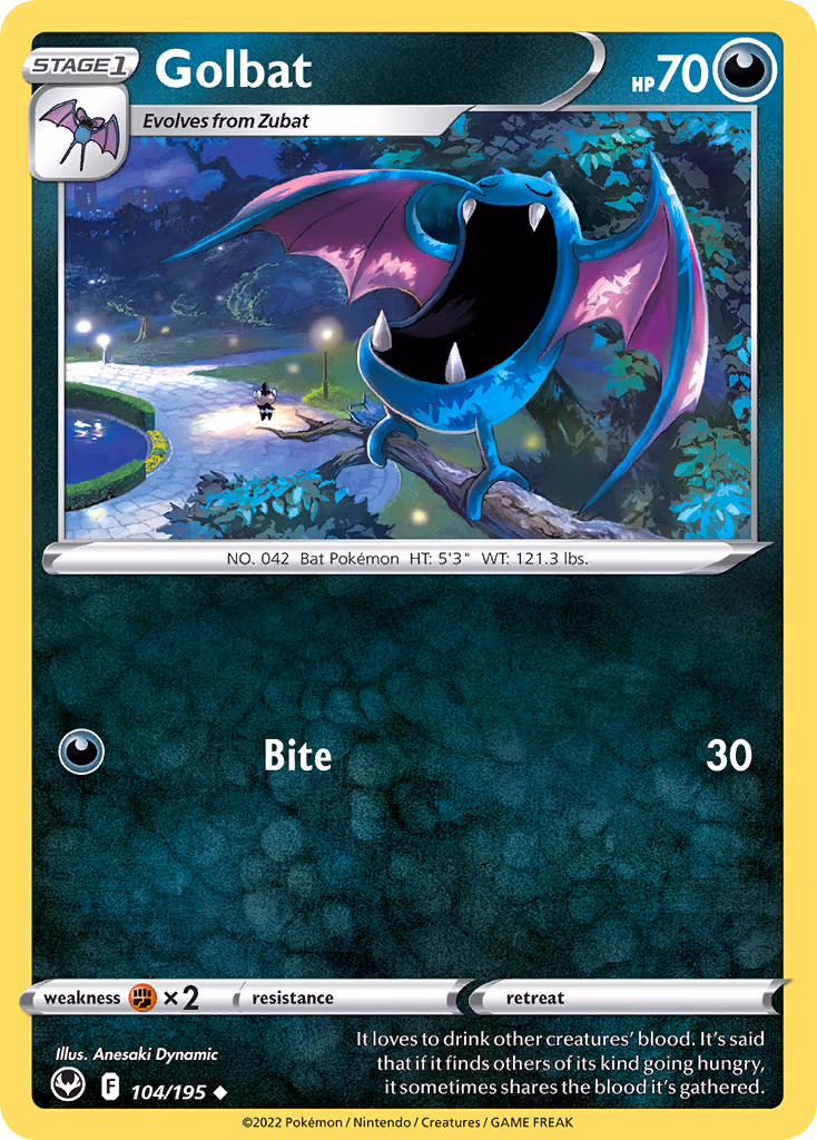 Golbat Pokemon card (104/195, Silver Tempest)