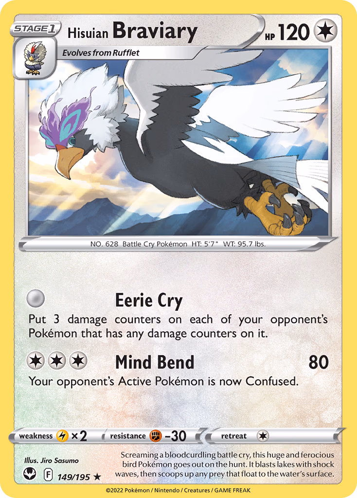 Hisuian Braviary Pokemon card (149/195, Silver Tempest)