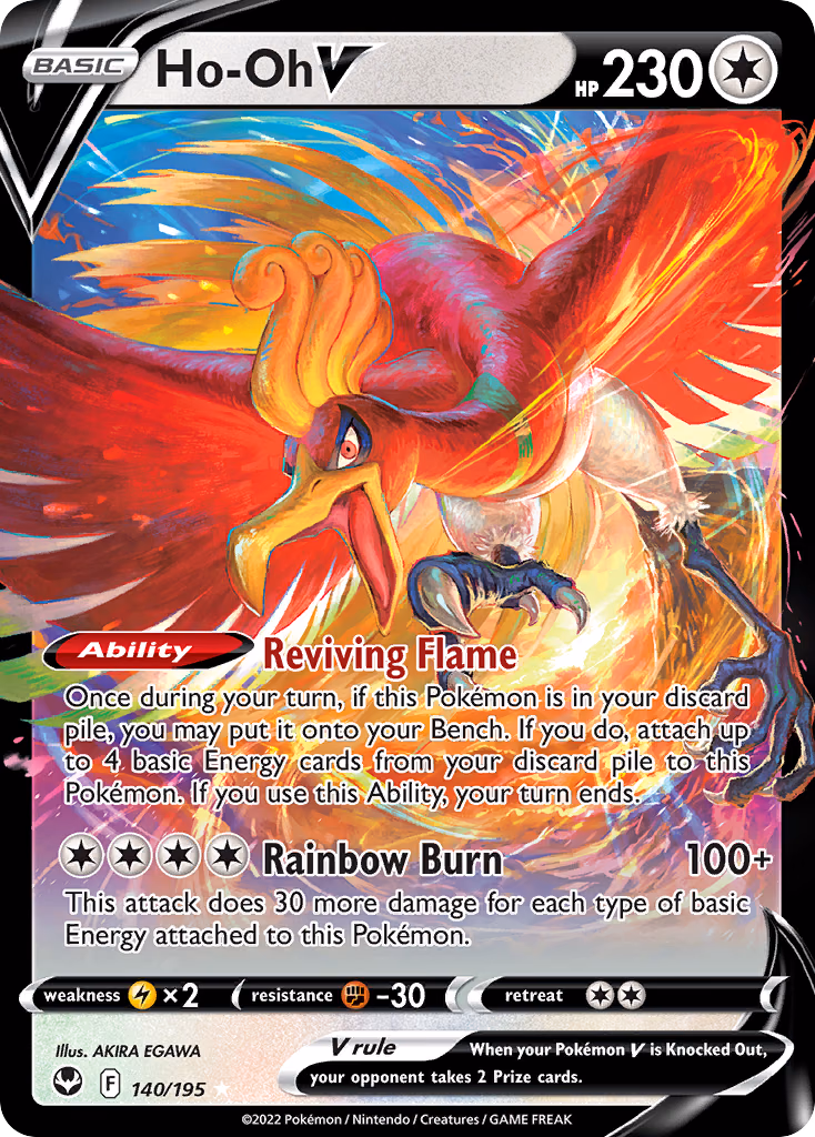 Ho-Oh V Pokemon card (140/195, Silver Tempest)