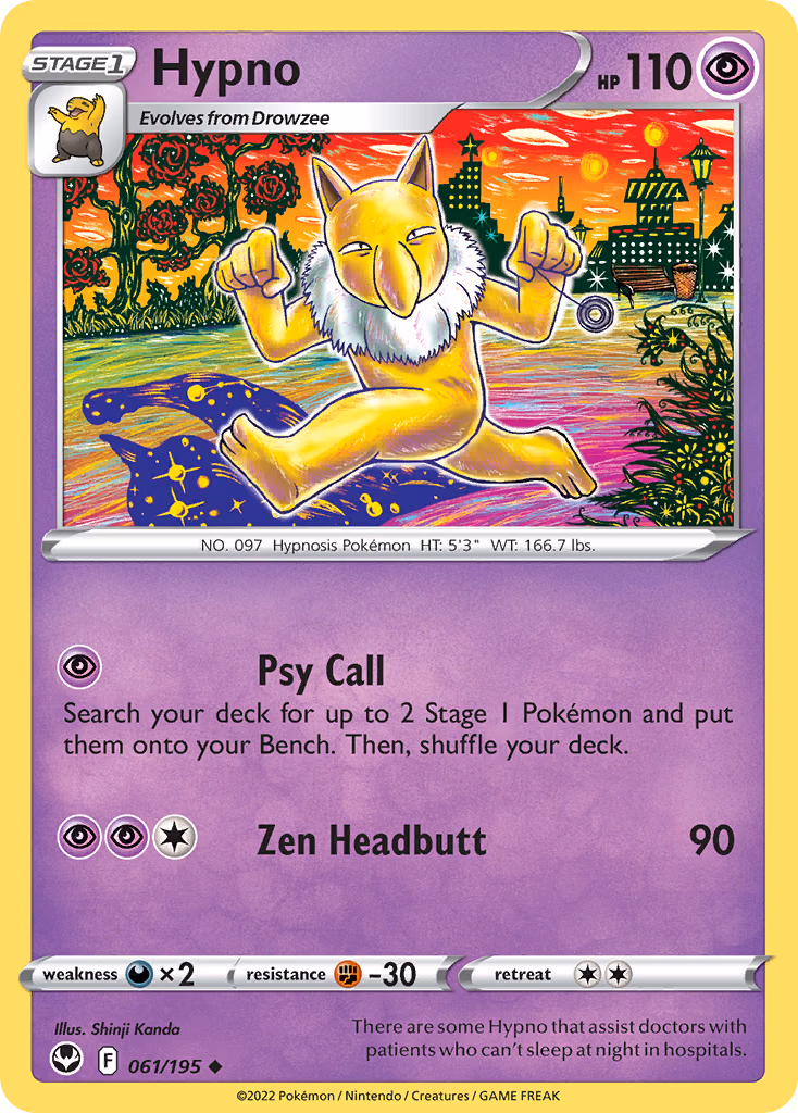 Hypno Pokemon card (061/195, Silver Tempest)