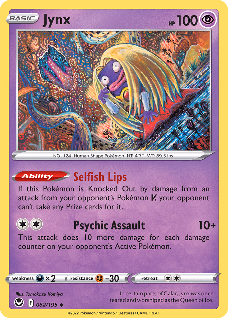 Jynx Pokemon card (062/195, Silver Tempest)