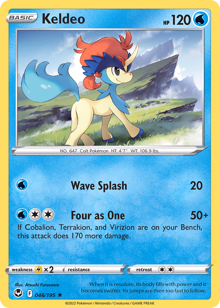 Keldeo Pokemon card (046/195, Silver Tempest)