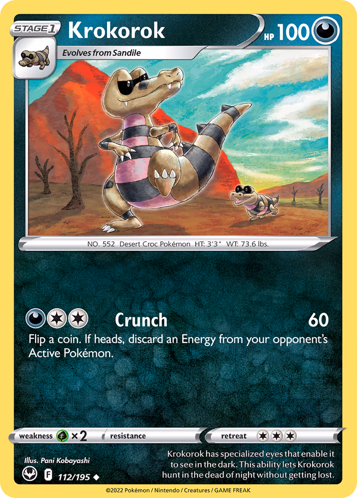 Krokorok Pokemon card (112/195, Silver Tempest)