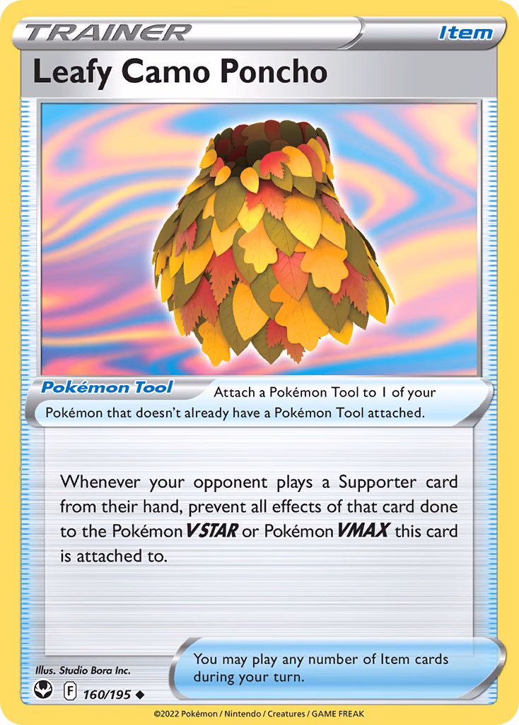 Leafy Camo Poncho Pokemon card (160/195, Silver Tempest)
