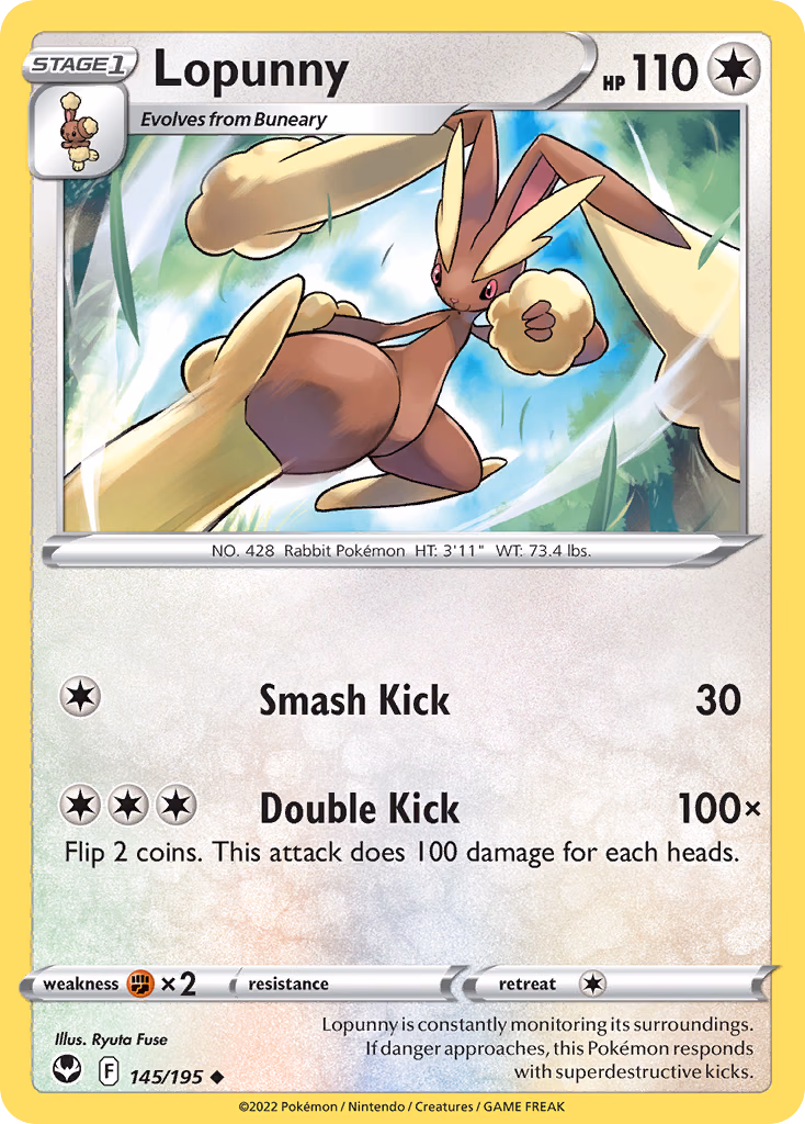 Lopunny Pokemon card (145/195, Silver Tempest)