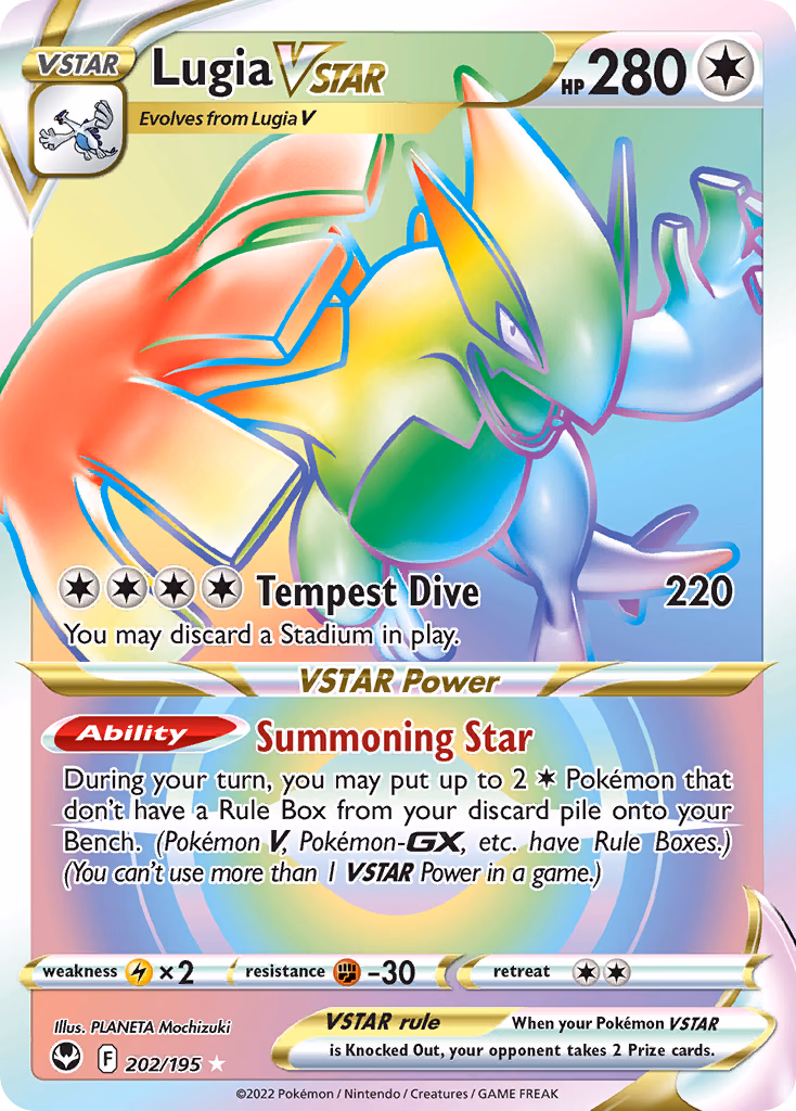 Lugia VSTAR Pokemon card (202/195, Silver Tempest)