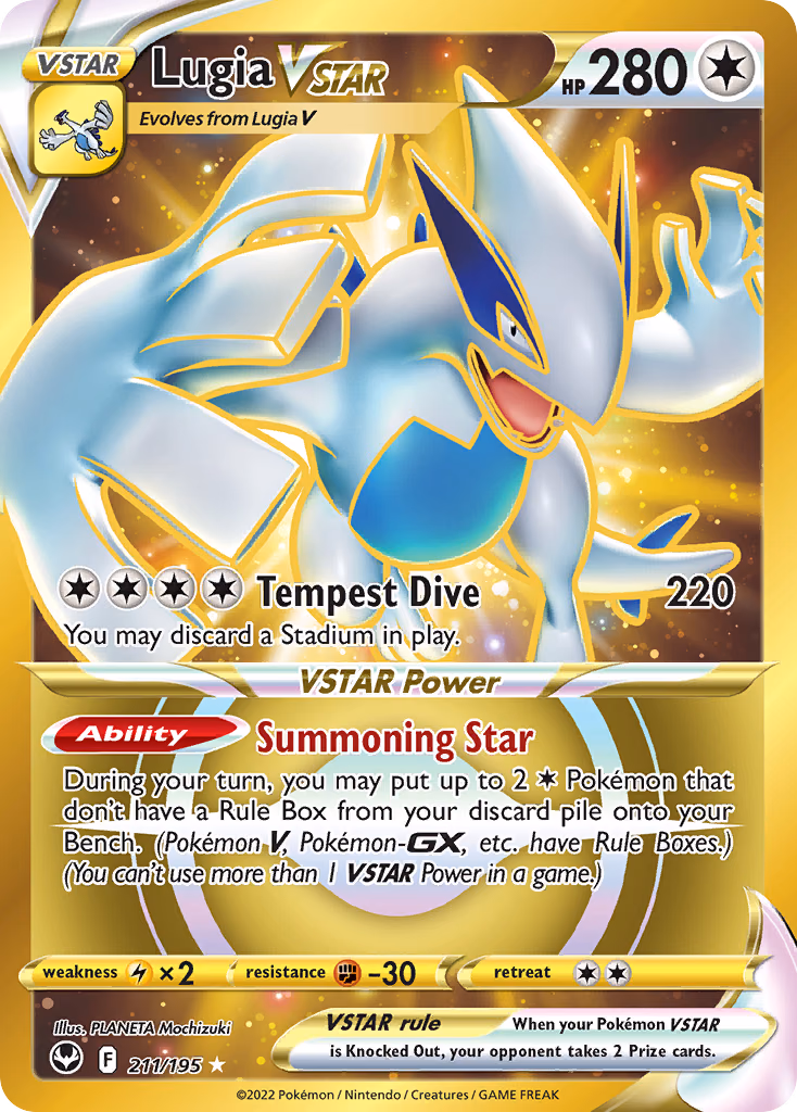 Lugia VSTAR Pokemon card (211/195, Silver Tempest)