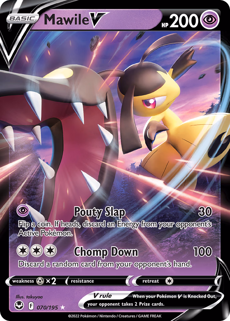 Mawile V Pokemon card (070/195, Silver Tempest)