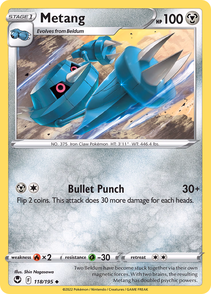 Metang Pokemon card (118/195, Silver Tempest)