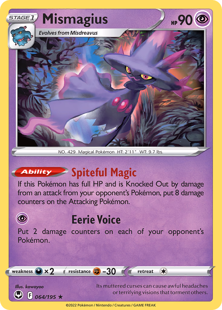 Mismagius Pokemon card (064/195, Silver Tempest)