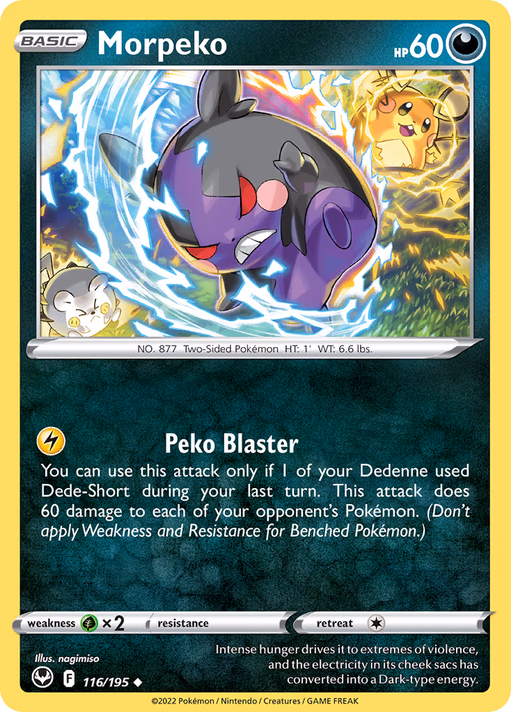 Morpeko Pokemon card (116/195, Silver Tempest)