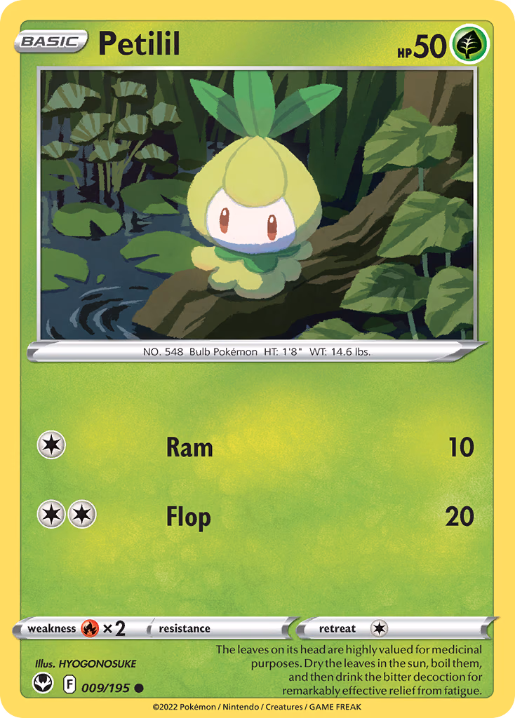 Petilil Pokemon card (009/195, Silver Tempest)
