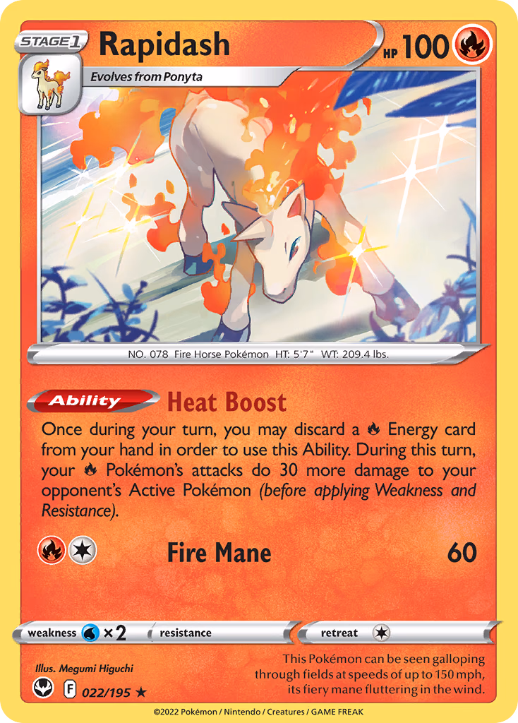 Rapidash Pokemon card (022/195, Silver Tempest)