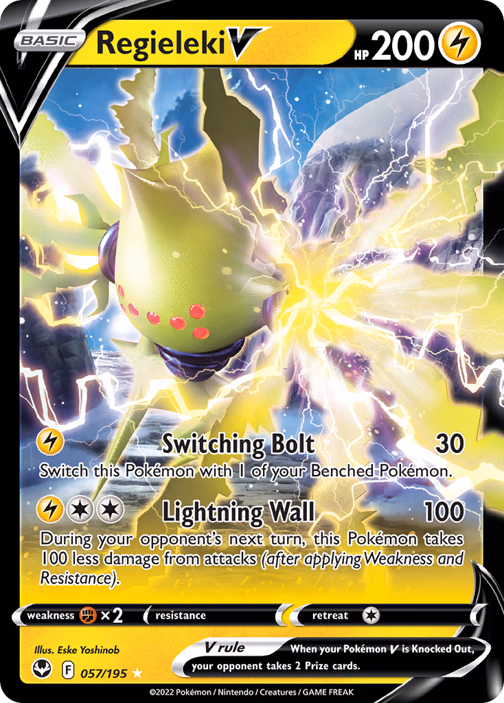 Regieleki V Pokemon card (057/195, Silver Tempest)