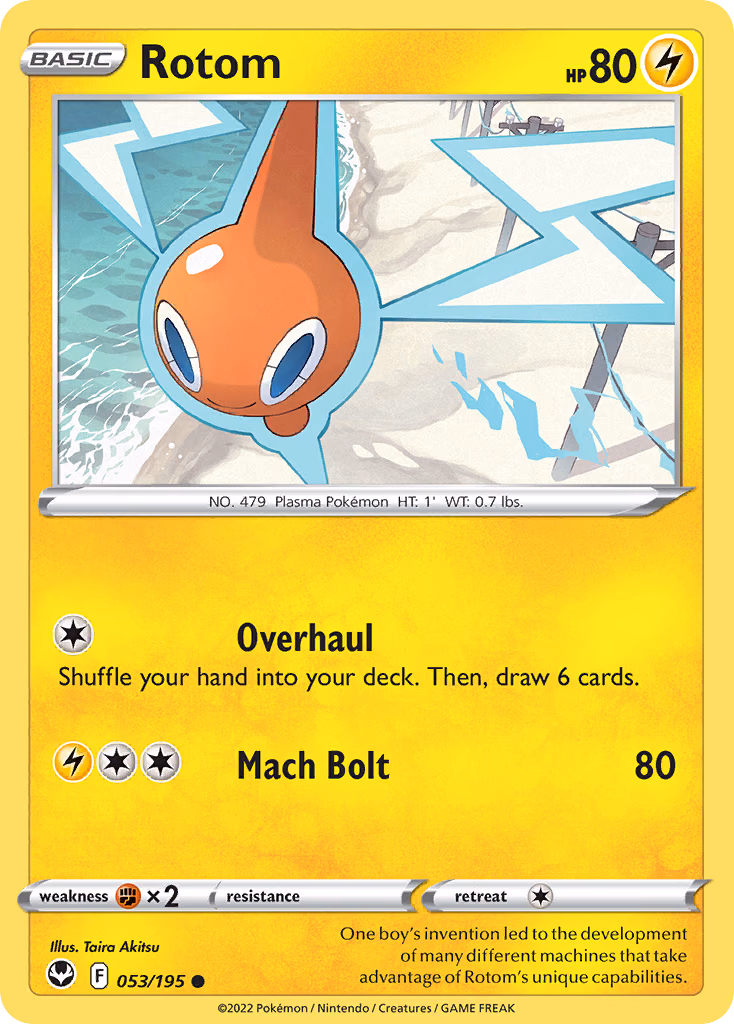 Rotom Pokemon card (053/195, Silver Tempest)