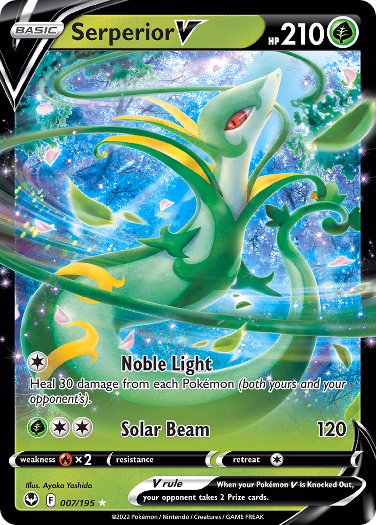 Serperior V Pokemon card (007/195, Silver Tempest)