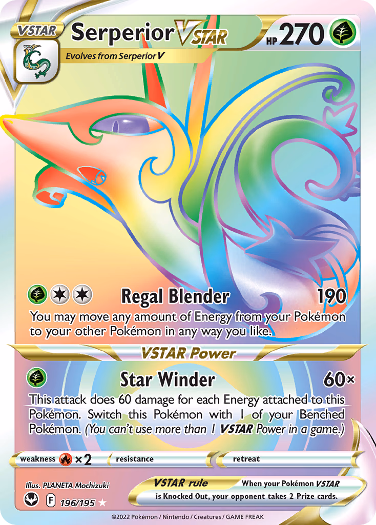 Serperior VSTAR Pokemon card (196/195, Silver Tempest)