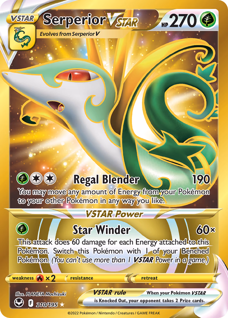 Serperior VSTAR Pokemon card (210/195, Silver Tempest)