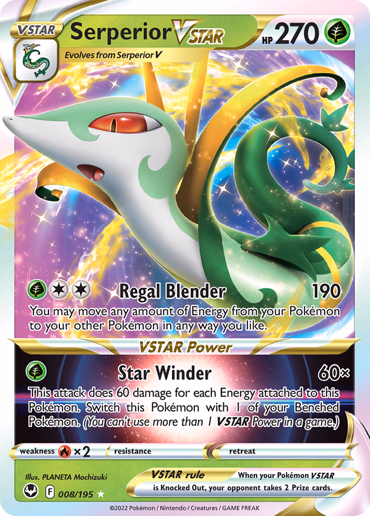 Serperior VSTAR Pokemon card (008/195, Silver Tempest)