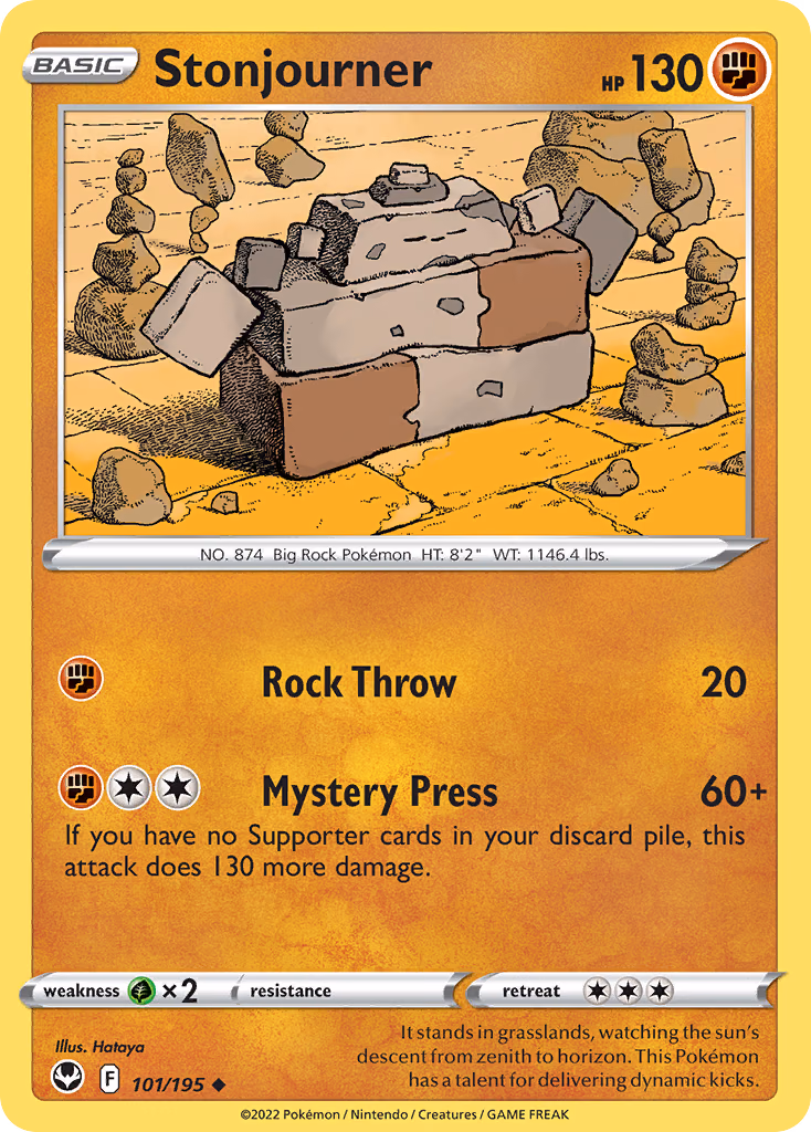 Stonjourner Pokemon card (101/195, Silver Tempest)