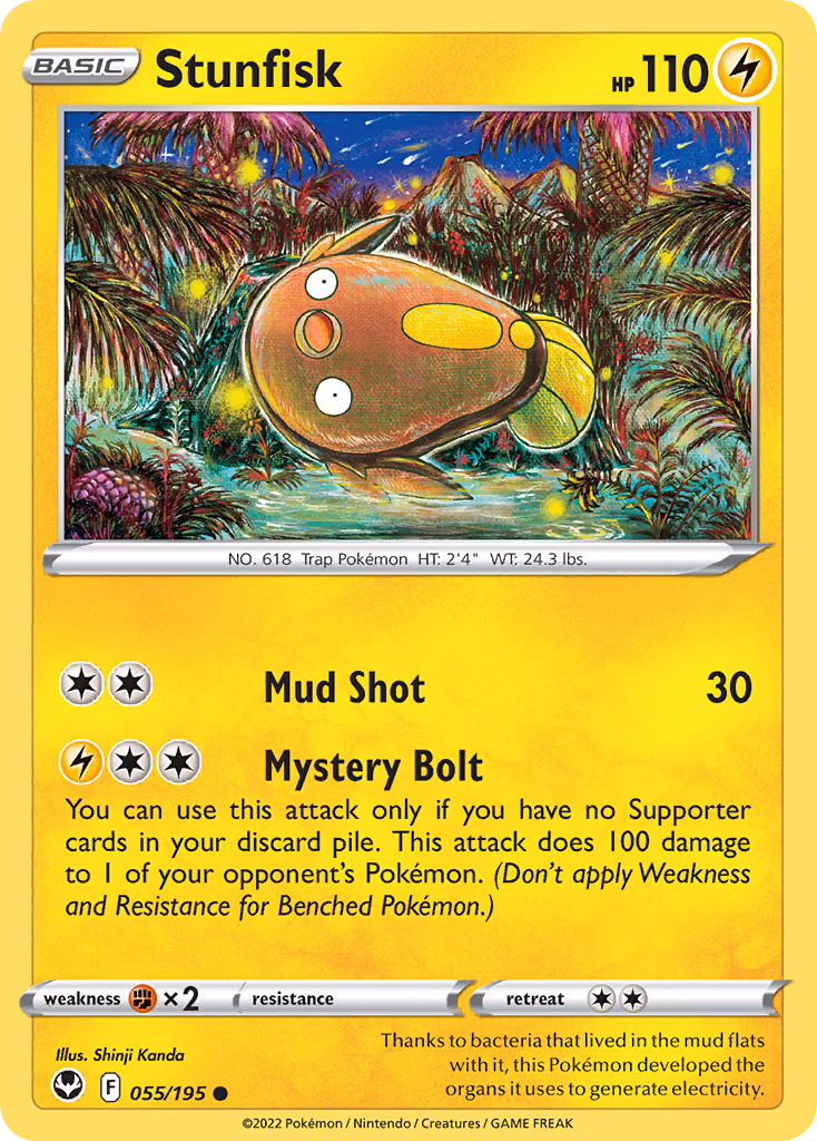 Stunfisk Pokemon card (055/195, Silver Tempest)