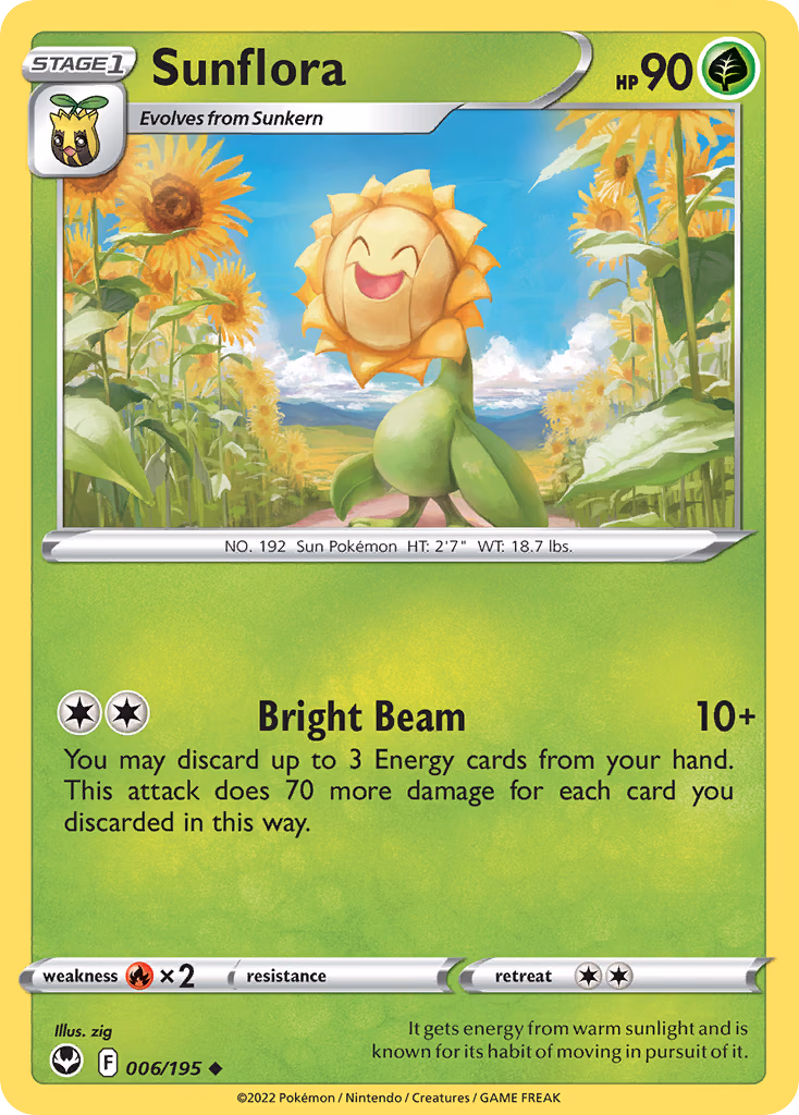 Sunflora Pokemon card (006/195, Silver Tempest)