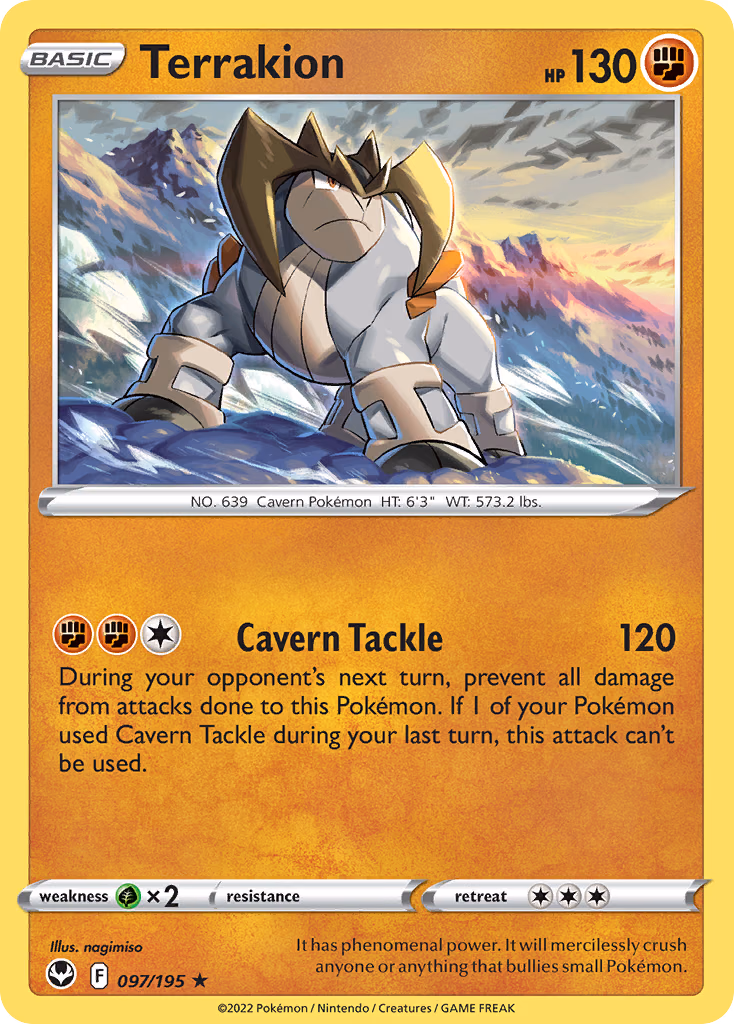 Terrakion Pokemon card (097/195, Silver Tempest)