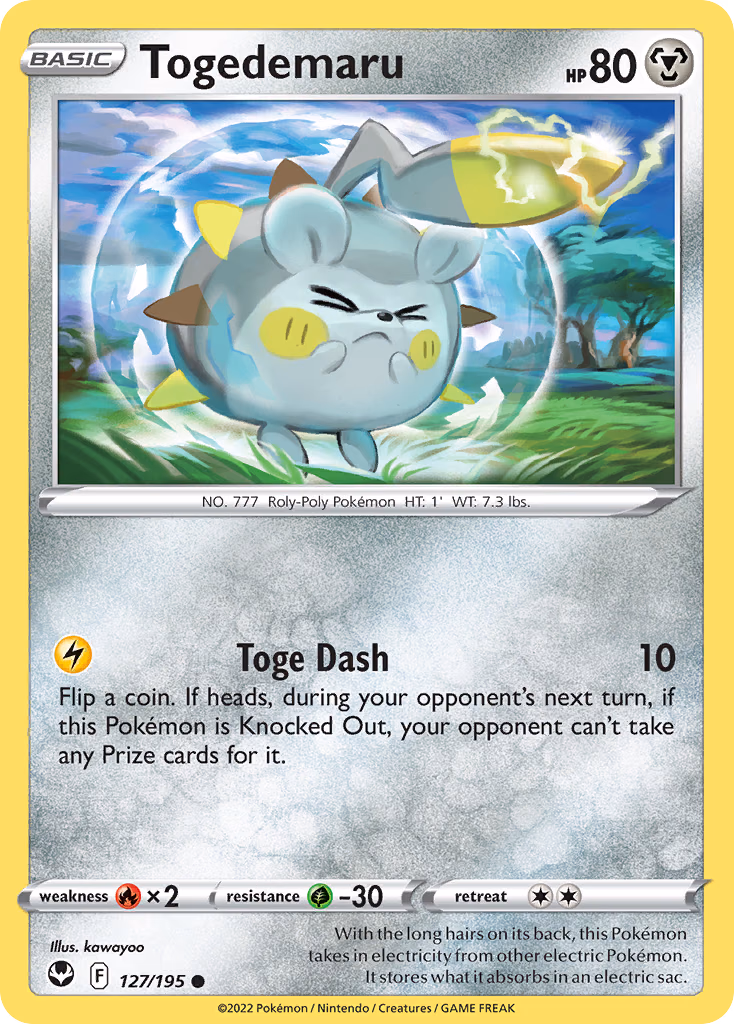 Togedemaru Pokemon card (127/195, Silver Tempest)