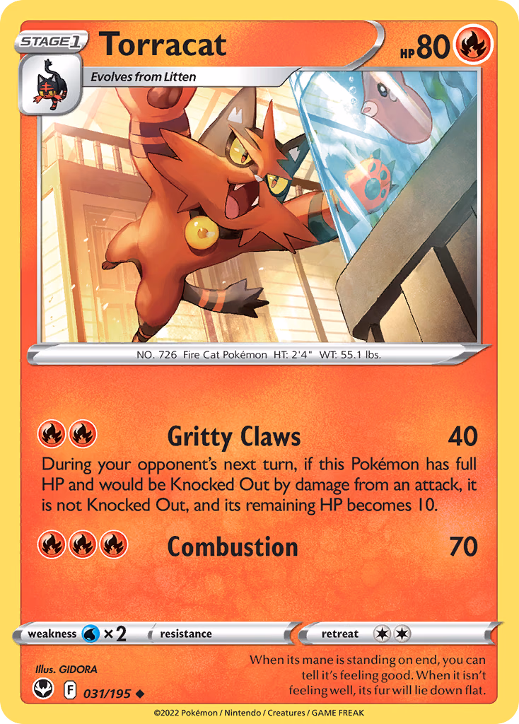 Torracat Pokemon card (031/195, Silver Tempest)