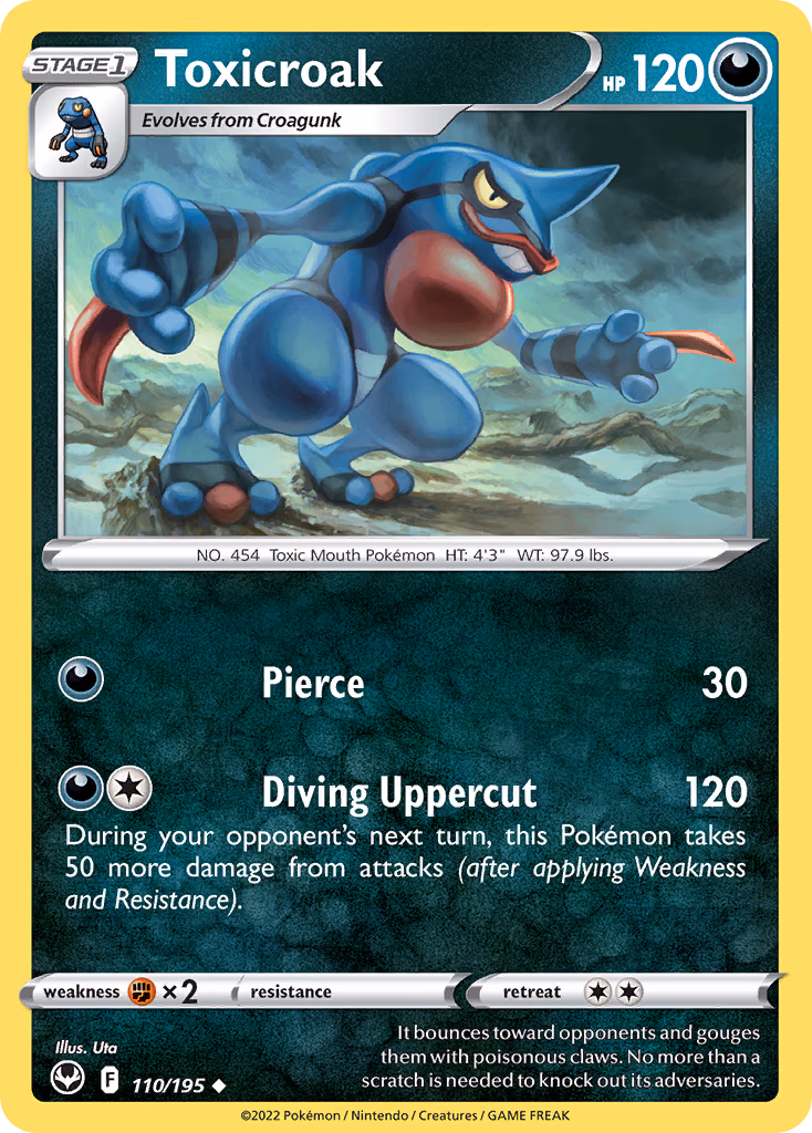 Toxicroak Pokemon card (110/195, Silver Tempest)