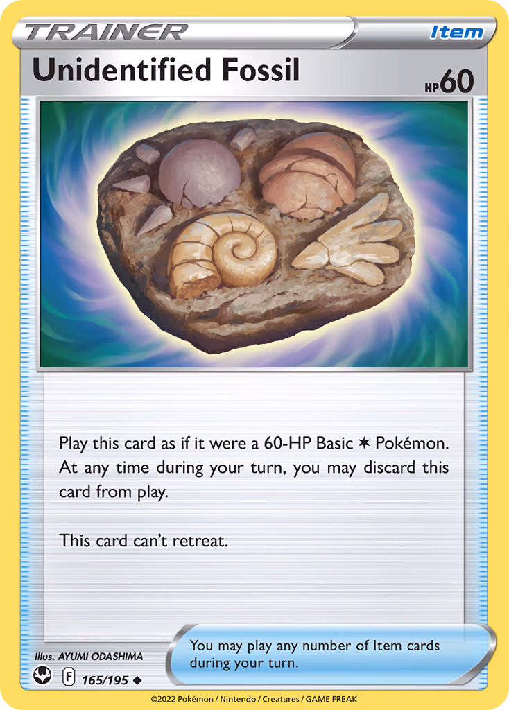 Unidentified Fossil Pokemon card (165/195, Silver Tempest)