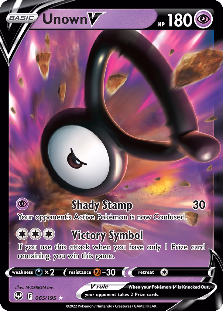 Unown V Pokemon card (065/195, Silver Tempest)