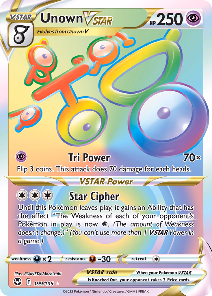 Unown VSTAR Pokemon card (199/195, Silver Tempest)