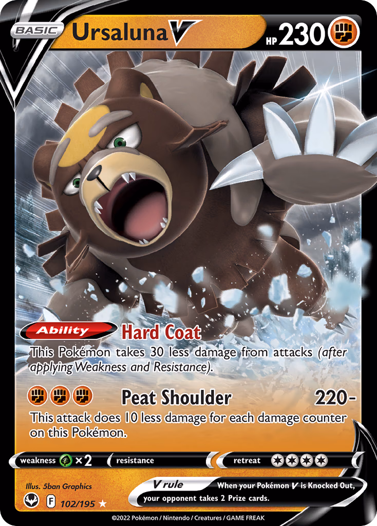 Ursaluna V Pokemon card (102/195, Silver Tempest)