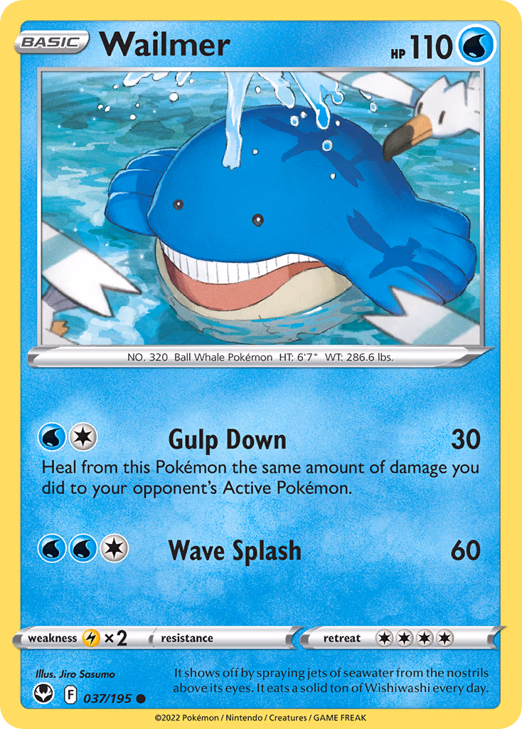 Wailmer Pokemon card (037/195, Silver Tempest)
