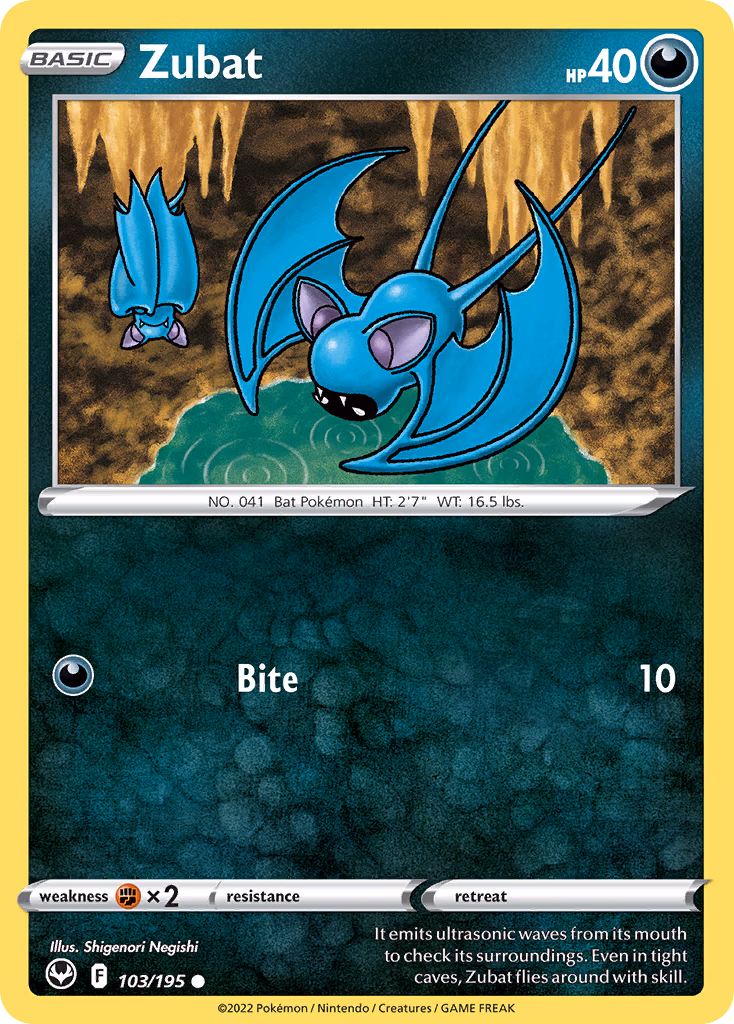 Zubat Pokemon card (103/195, Silver Tempest)