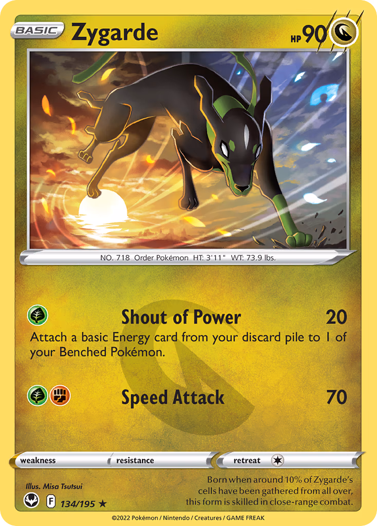 Zygarde Pokemon card (134/195, Silver Tempest)