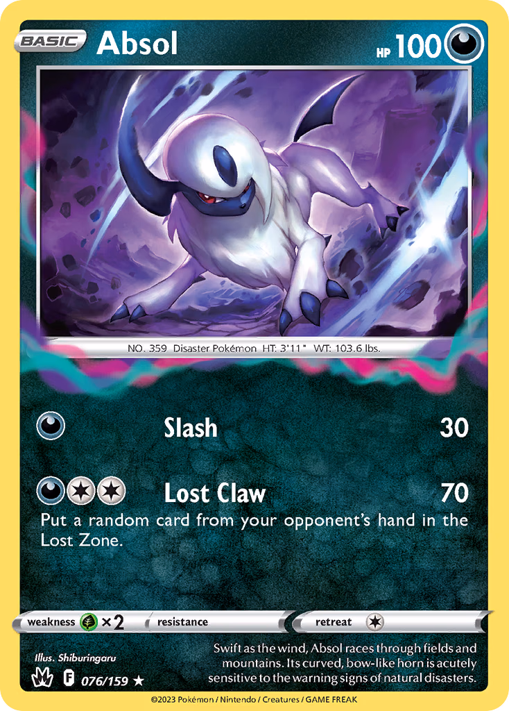 Absol Pokemon card (076/159, Crown Zenith)