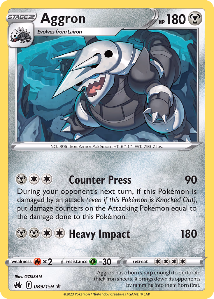 Aggron Pokemon card (089/159, Crown Zenith)